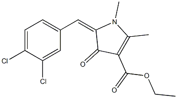 1,2-Dimethyl-4-oxo-5-(3,4-dichlorobenzylidene)-2-pyrroline-3-carboxylic acid ethyl ester 구조식 이미지