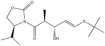 (4S)-4-Isopropyl-3-[(2S,3R)-3-hydroxy-2-methyl-5-tert-butylthio-4-pentenoyl]oxazolidin-2-one Structure