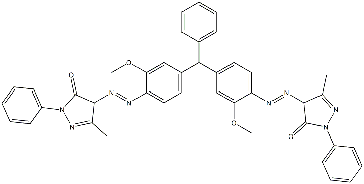 4,4'-[(Phenylmethylene)bis[(2-methoxy-4,1-phenylene)azo]]bis(2,4-dihydro-5-methyl-2-phenyl-3H-pyrazol-3-one) 구조식 이미지