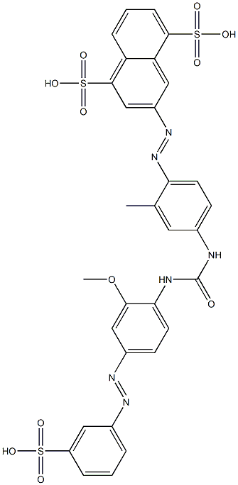 3-[[4-[[[[2-Methoxy-4-[(3-sulfophenyl)azo]phenyl]amino]carbonyl]amino]-2-methylphenyl]azo]-1,5-naphthalenedisulfonic acid 구조식 이미지