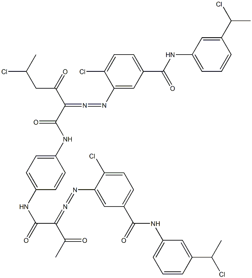 3,3'-[2-(1-Chloroethyl)-1,4-phenylenebis[iminocarbonyl(acetylmethylene)azo]]bis[N-[3-(1-chloroethyl)phenyl]-4-chlorobenzamide] 구조식 이미지