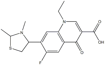 1-Ethyl-1,4-dihydro-7-(2,3-dimethylthiazolidin-4-yl)-6-fluoro-4-oxoquinoline-3-carboxylic acid 구조식 이미지