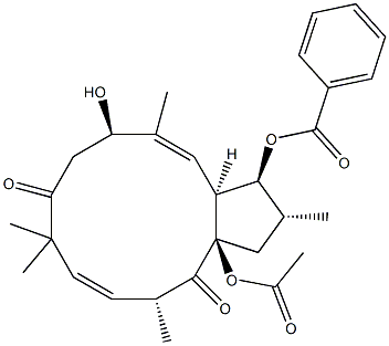 (2R,3S,3aS,4E,6R,10E,12R,13aR)-13a-(Acetyloxy)-3-(benzoyloxy)-3,3a,7,9,12,13a-hexahydro-6-hydroxy-2,5,9,9,12-pentamethyl-1H-cyclopentacyclododecene-8,13(2H,6H)-dione Structure