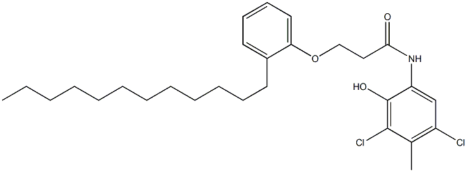 2-[3-(2-Dodecylphenoxy)propanoylamino]-4,6-dichloro-5-methylphenol Structure