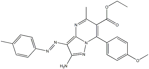 2-Amino-3-(4-methylphenylazo)-5-methyl-7-(4-methoxyphenyl)pyrazolo[1,5-a]pyrimidine-6-carboxylic acid ethyl ester 구조식 이미지