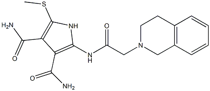 2-[[[(1,2,3,4-Tetrahydroisoquinolin)-2-yl]acetyl]amino]-5-[methylthio]-1H-pyrrole-3,4-dicarboxamide 구조식 이미지