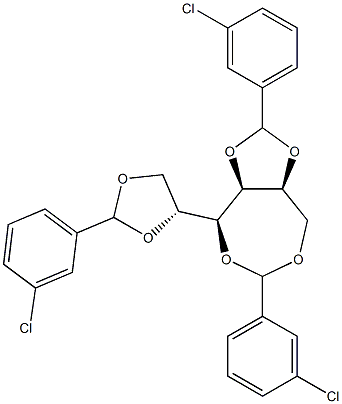 1-O,2-O:3-O,6-O:4-O,5-O-Tris(3-chlorobenzylidene)-L-glucitol 구조식 이미지
