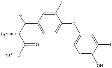 (2S,3R)-2-Amino-3-[4-(4-hydroxy-3-iodophenoxy)-3-iodophenyl]-3-iodopropanoic acid sodium salt 구조식 이미지