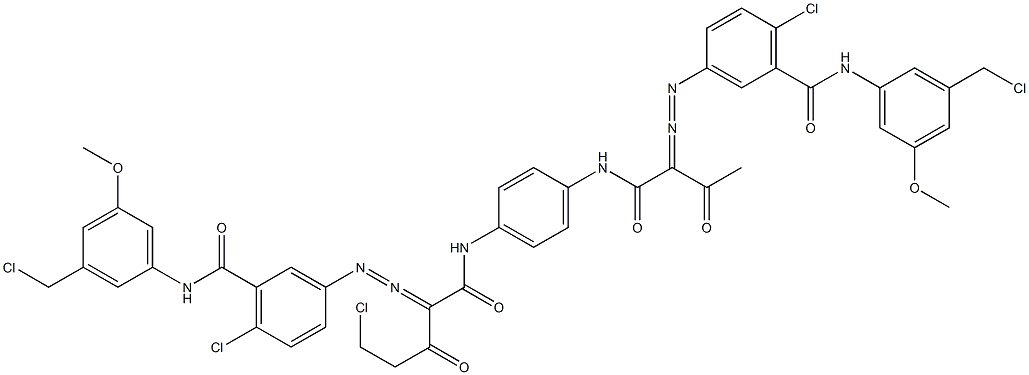 3,3'-[2-(Chloromethyl)-1,4-phenylenebis[iminocarbonyl(acetylmethylene)azo]]bis[N-[3-(chloromethyl)-5-methoxyphenyl]-6-chlorobenzamide] 구조식 이미지