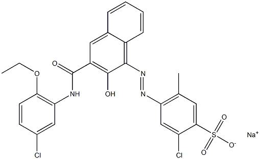 2-Chloro-5-methyl-4-[[3-[[(3-chloro-6-ethoxyphenyl)amino]carbonyl]-2-hydroxy-1-naphtyl]azo]benzenesulfonic acid sodium salt 구조식 이미지