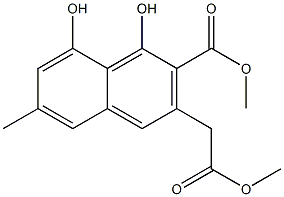 1,8-Dihydroxy-6-methyl-2-(methoxycarbonyl)-3-naphthaleneacetic acid methyl ester Structure