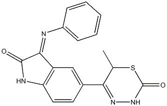 5-[(6-Methyl-2-oxo-3,6-dihydro-2H-1,3,4-thiadiazin)-5-yl]-1,3-dihydro-3-(phenylimino)-2H-indol-2-one 구조식 이미지