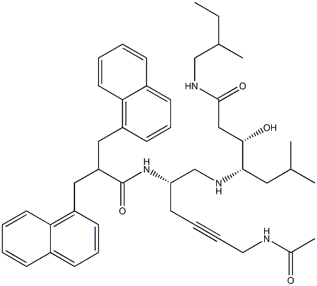 (3S,4S)-4-[[(2S)-2-[2,2-Bis(1-naphthalenylmethyl)-1-oxoethylamino]-6-acetylamino-4-hexynyl]amino]-3-hydroxy-6-methyl-N-(2-methylbutyl)heptanamide Structure