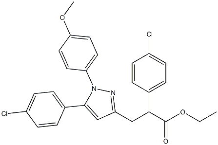 2-(4-Chlorophenyl)-3-[[1-(4-methoxyphenyl)-5-(4-chlorophenyl)-1H-pyrazol]-3-yl]propanoic acid ethyl ester 구조식 이미지