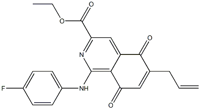 6-(2-Propenyl)-5,8-dihydro-1-(p-fluoroanilino)-5,8-dioxoisoquinoline-3-carboxylic acid ethyl ester 구조식 이미지