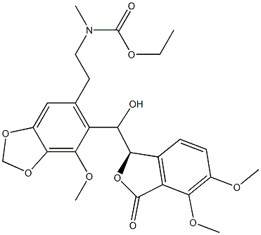 N-Methyl-N-[2-[6-[[[(1R)-1,3-dihydro-4,5-dimethoxy-3-oxoisobenzofuran]-1-yl]hydroxymethyl]-7-methoxy-1,3-benzodioxol-5-yl]ethyl]carbamic acid ethyl ester 구조식 이미지