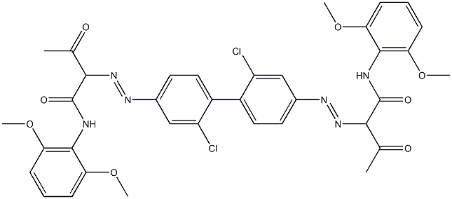 4,4'-Bis[[1-(2,6-dimethoxyphenylamino)-1,3-dioxobutan-2-yl]azo]-2,2'-dichloro-1,1'-biphenyl 구조식 이미지