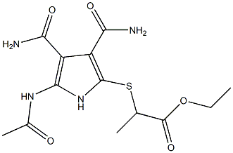 2-[Acetylamino]-5-[[1-(ethoxycarbonyl)ethyl]thio]-1H-pyrrole-3,4-dicarboxamide Structure