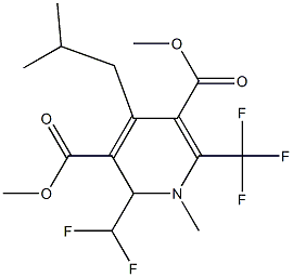 1,2-Dihydro-4-(2-methylpropyl)-2-(difluoromethyl)-6-(trifluoromethyl)-1-methyl-3,5-pyridinedicarboxylic acid dimethyl ester Structure