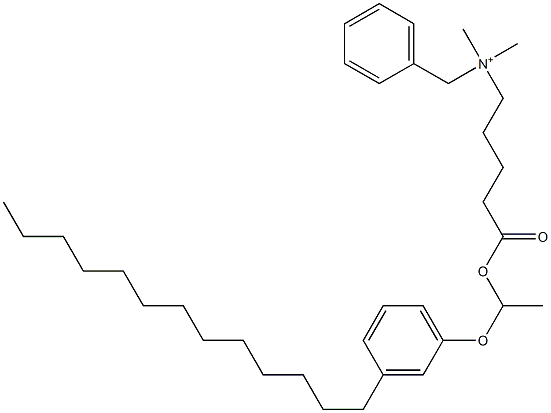 N,N-Dimethyl-N-benzyl-N-[4-[[1-(3-tridecylphenyloxy)ethyl]oxycarbonyl]butyl]aminium 구조식 이미지