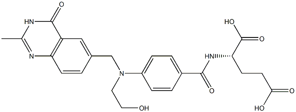 (2S)-2-[4-[N-[(3,4-Dihydro-2-methyl-4-oxoquinazolin)-6-ylmethyl]-N-(2-hydroxyethyl)amino]benzoylamino]glutaric acid 구조식 이미지