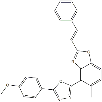 2-(2-Styryl-5-methylbenzoxazol-4-yl)-5-(4-methoxyphenyl)-1,3,4-oxadiazole 구조식 이미지