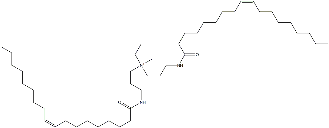 N-Ethyl-N-methyl-3-[[(Z)-1-oxo-9-octadecenyl]amino]-N-[3-[[(Z)-1-oxo-9-octadecenyl]amino]propyl]-1-propanaminium 구조식 이미지