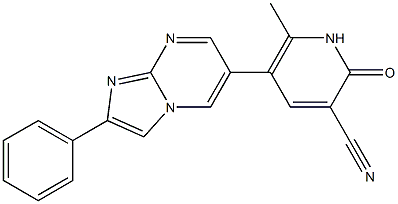 2-Phenyl-6-[(1,2-dihydro-2-oxo-3-cyano-6-methylpyridin)-5-yl]imidazo[1,2-a]pyrimidine Structure