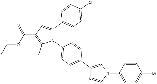 2-Methyl-5-(4-chlorophenyl)-1-[4-[1-[4-bromophenyl]-1H-imidazol-4-yl]phenyl]-1H-pyrrole-3-carboxylic acid ethyl ester Structure