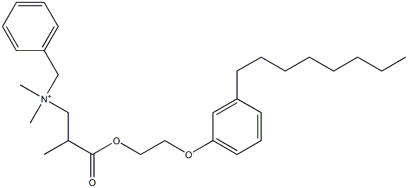 N,N-Dimethyl-N-benzyl-N-[2-[[2-(3-octylphenyloxy)ethyl]oxycarbonyl]propyl]aminium 구조식 이미지