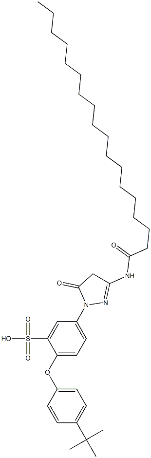 3-Octadecanoylamino-1-[3-sulfo-4-(4-tert-butylphenoxy)phenyl]-2-pyrazolin-5-one 구조식 이미지