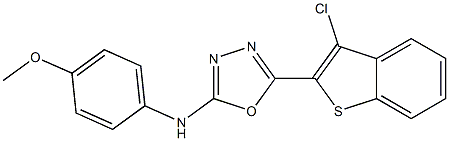 N-(4-Methoxyphenyl)-5-(3-chlorobenzo[b]thiophen-2-yl)-1,3,4-oxadiazol-2-amine 구조식 이미지