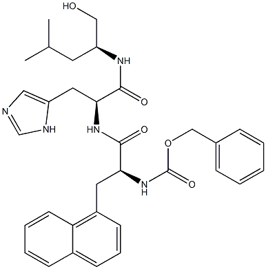 (2S)-2-[[N-[(2S)-2-[(Benzyloxycarbonyl)amino]-3-(naphthalen-1-yl)propionyl]-L-histidyl]amino]-4-methyl-1-pentanol 구조식 이미지