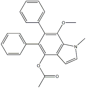 4-Acetoxy-5-phenyl-6-phenyl-7-methoxy-1-methyl-1H-indole 구조식 이미지