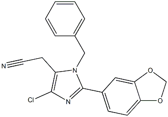 1-Benzyl-2-(3,4-methylenedioxyphenyl)-4-chloro-1H-imidazole-5-acetonitrile 구조식 이미지