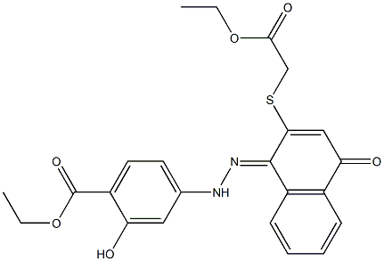 [[[1,4-Dihydro-1-[[[4-(ethoxycarbonyl)-3-hydroxyphenyl]amino]imino]-4-oxonaphthalen]-2-yl]thio]acetic acid ethyl ester Structure