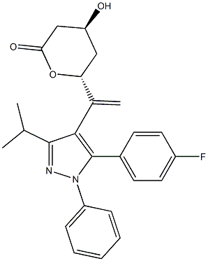 (4S,6R)-6-[1-[5-(4-Fluorophenyl)-3-isopropyl-1-phenyl-1H-pyrazol-4-yl]ethenyl]tetrahydro-4-hydroxy-2H-pyran-2-one 구조식 이미지