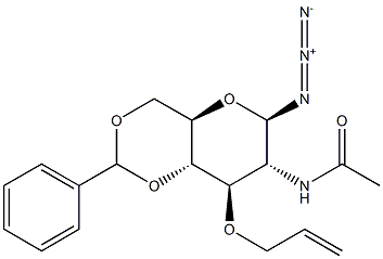 2-AcetaMido-3-O-allyl-4,6-O-benzylidene-2-deoxy-beta-D-glucopyranosyl Azide 구조식 이미지