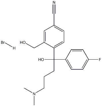 4-[4-(Dimethylamino)-1-(4-fluorophenyl)-1-hydroxybutyl]-3-(hydroxymethyl)-phenylcyanide hydrobromide 구조식 이미지