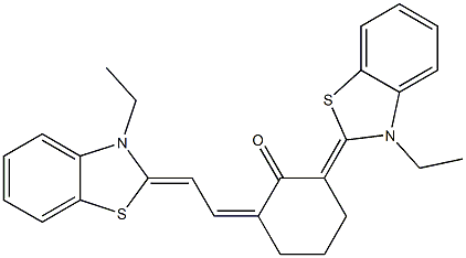 2-[3-ETHYL-1,3-BENZOTHIAZOL-2(3H)-YLIDENE]-6-((Z)-2-[3-ETHYL-1,3-BENZOTHIAZOL-2(3H)-YLIDENE]ETHYLIDENE)CYCLOHEXANONE 구조식 이미지