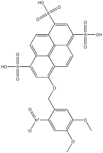 8-((4,5-dimethoxy-2-nitrobenzyl)oxy)pyrene-1,3,6-trisulfonic acid Structure