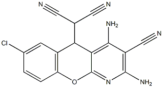 2-(2,4-diamino-7-chloro-3-cyano-5H-chromeno[2,3-b]pyridin-5-yl)malononitrile Structure