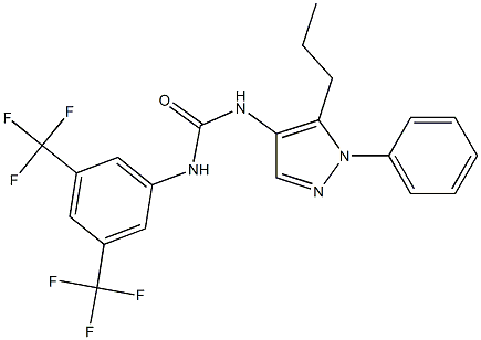 N-[3,5-di(trifluoromethyl)phenyl]-N'-(1-phenyl-5-propyl-1H-pyrazol-4-yl)urea 구조식 이미지