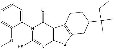 7-(1,1-Dimethyl-propyl)-2-mercapto-3-(2-methoxy-phenyl)-5,6,7,8-tetrahydro-3H-benzo[4,5]thieno[2,3-d]pyrimidin-4-one Structure