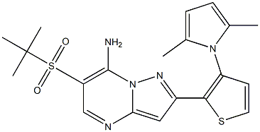 6-(tert-butylsulfonyl)-2-[3-(2,5-dimethyl-1H-pyrrol-1-yl)-2-thienyl]pyrazolo[1,5-a]pyrimidin-7-ylamine Structure