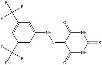 5-{2-[3,5-di(trifluoromethyl)phenyl]hydrazono}-2-thioxohexahydropyrimidine-4,6-dione Structure
