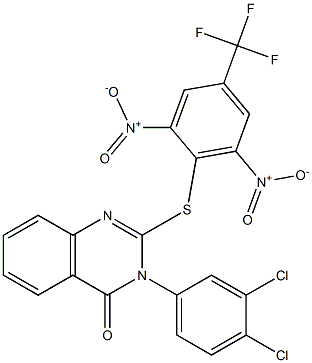3-(3,4-dichlorophenyl)-2-{[2,6-dinitro-4-(trifluoromethyl)phenyl]thio}-3,4-dihydroquinazolin-4-one 구조식 이미지