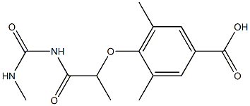 3,5-dimethyl-4-({1-[(methylcarbamoyl)amino]-1-oxopropan-2-yl}oxy)benzoic acid Structure