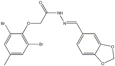N'-(1,3-benzodioxol-5-ylmethylene)-2-(2,6-dibromo-4-methylphenoxy)acetohydrazide 구조식 이미지