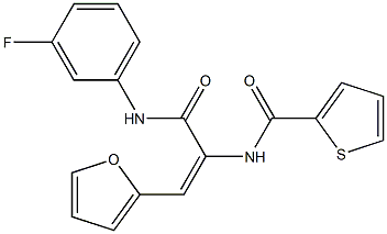 N-[1-[(3-fluoroanilino)carbonyl]-2-(2-furyl)vinyl]-2-thiophenecarboxamide 구조식 이미지